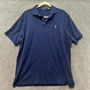 Polo Ralph Lauren Polo Shirt Men Large Blue‎ Classic Short Sleeve Cotton Preppy